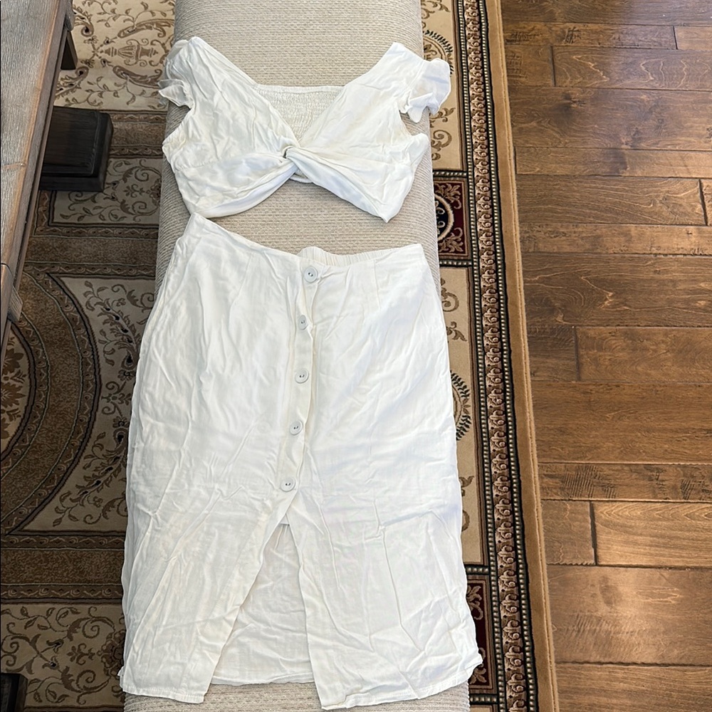 Two Piece White Resort Wear